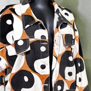 Yin-Yang Patterned Oversized Jacket